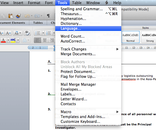 change default footnote font word for mac